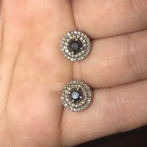Sterling silver sapphire diamond earrings